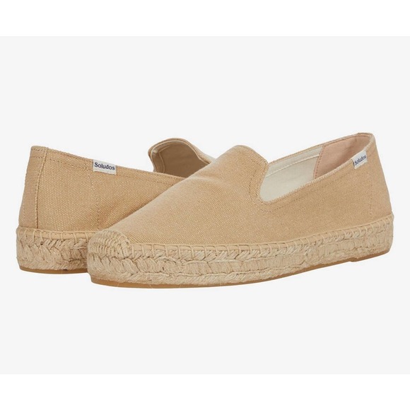 Soludos Shoes - New Soludos Tan Beige Neutral Platform Smoking Slipper Espadrille Sz 7 MSRP $75